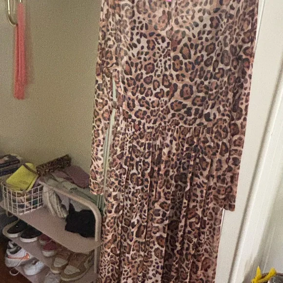 BNWT Dressed in LALA Brown and Black Ruffled Long Sleeve Sundress - Picture 3 of 4